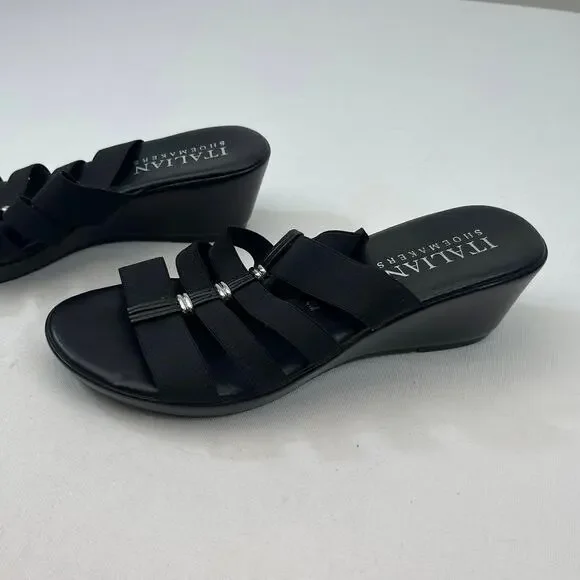 Italian Shoemakers Black Elastic Sandals Womens Size 8 - Picture 3 of 8